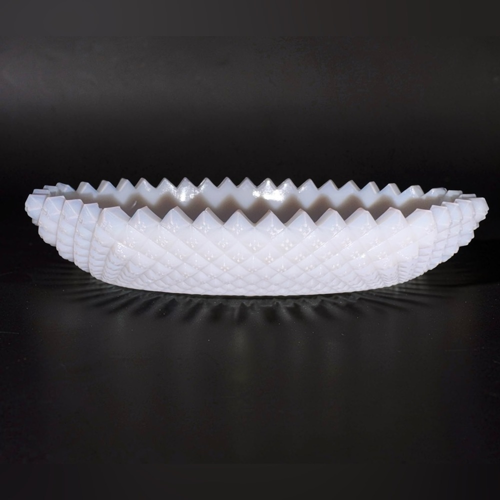 Vintage Westmoreland Milk Glass Pickle Dish English Hobnail Sawtooth Edge